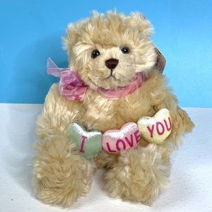 Vintage Gund I LOVE YOU Candy Hearts Teddy Bear Plush Stuffed Animal Toy 14097‎
